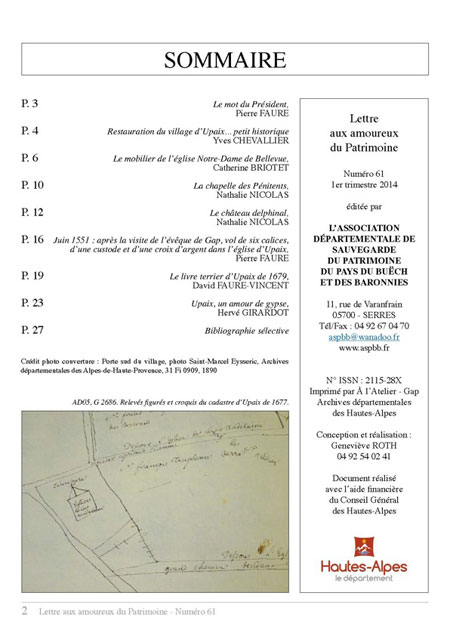 Bulletin n°61 sommaire