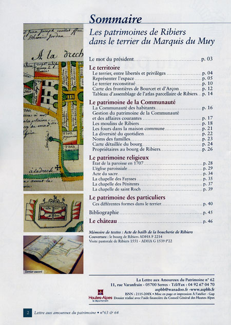 Bulletin n°63 sommaire